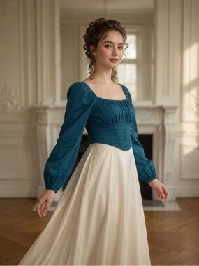 Japna Puff-Sleeve M 100% Cotton regencycore, Medieval, Renaissance, Whimsical